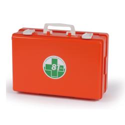 VALIGETTA BASE MEDIC 2 SECONDO DM 388 ALLEGATO 1 PER AZIENDEGRUPPO A/B COLORE ARANCIO +SUPPORTO PER ATTACCO A PARETE +MANIGLIA PER TRASPORTO +GUARNIZIONE NEOPRENE +2 CLIP CHIUSURA