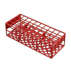 RACK PORTAPROVETTE IN RESINA ACETALICA A FORI QUADRATI 5X12POSTI PER PROVETTE DIAMETRO 17 MM MISURA 246X101X70 MM AUTOCLAVABILE COLORE ROSSO 18 PEZZI