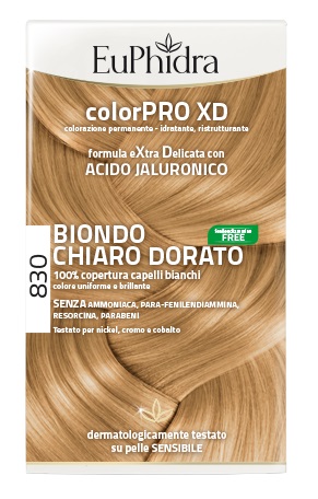 EUPHIDRA COLORPRO XD 830 BIONDO CHIARO DORATO GEL COLORANTECAPELLI IN FLACONE + ATTIVANTE + BALSAMO + GUANTI