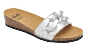RAVELLO LAMINATED SYNTHETIC+CHAIN WOMAN SILVER 36 MATERIALESIMILPELLE LAMINATA+ACCESSORIO FODERA TOMAIA SIMILPELLE SOTTOPIEDE MICROFIBRA SUOLA EVA FITTING F ALTEZZA TACCO 25 COLLE