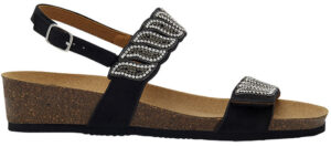 DOHA 2 STRAPS SANDAL MICROFIBRE+STRASS W BLACK 41