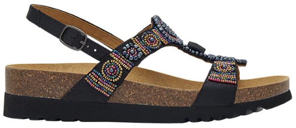 BOGOTA' SANDAL SATIN+BEADS W BLACK/RED 38