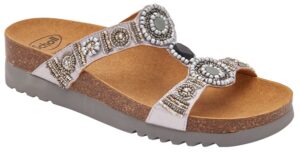 CALZATURA NEW BOGOTA' WEDGE SATIN+BEADS W SILVER/PEWTER 35