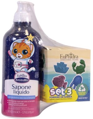 EUPHIDRA AMIDOMIO ABBINATA SAPONE LIQUIDO 500 ML + SET 3 FORMINE DA SABBIA