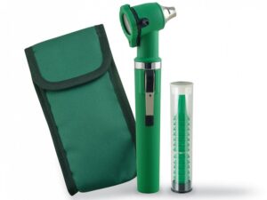 OTOSCOPIO IN PLASTICA ILLUMINAZIONE A FIBRE OTTICHE GIMALUXVERDE LENTE INGRNDIMENTO 3X MOBILE IN ASTUCCIO NERO CON 14 MINISPECULUM DIAMETRO 2,5MM-4MM MONOUSO
