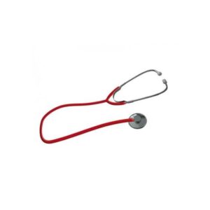 FONENDOSCOPIO PER ADULTO IN ALLUMINIO TESTA PIATTA DIAMETRO47 MM SINGOLO TUBO LUNGHEZZA 60 CM COLORE ROSSO