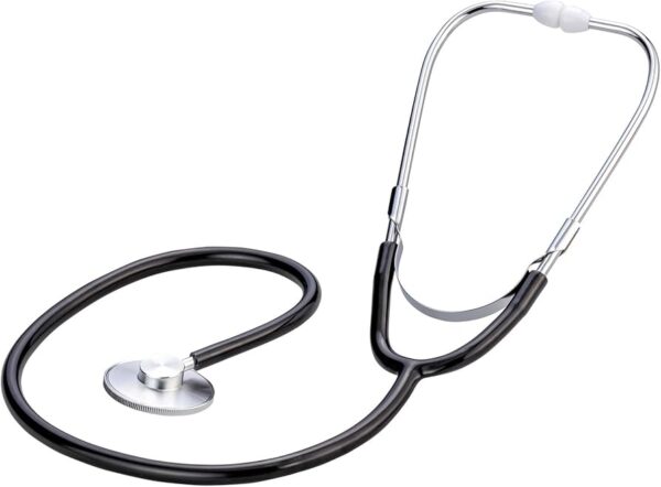 FONENDOSCOPIO PER ADULTO IN ALLUMINIO TESTA PIATTA DIAMETRO47 MM SINGOLO TUBO LUNGHEZZA 60 CM COLORE NERO