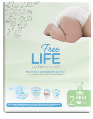 FREELIFE BY BEBECASH PANNOLINO MINI TAGLIA 2 3-6 KG GIROVITA30-48 CM 56 PEZZI